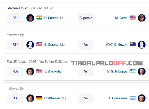 atp winston salem lunes24 agosto 2026
