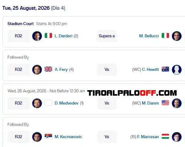 atp winston salem martes25 agosto 2026 tiroalpalo